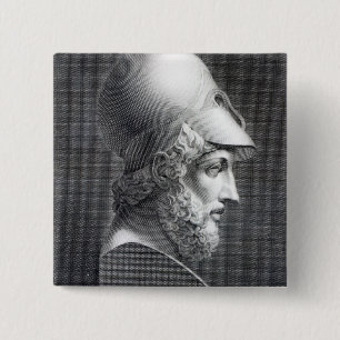 Bust of Pericles, engraved by Giuseppe Cozzi 15 Cm Square Badge