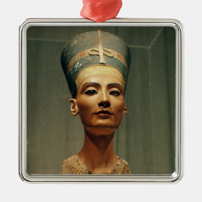 Bust of Queen Nefertiti, front view Metal Tree Decoration (Front)