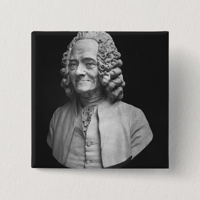 Bust of Voltaire 15 Cm Square Badge (Front)