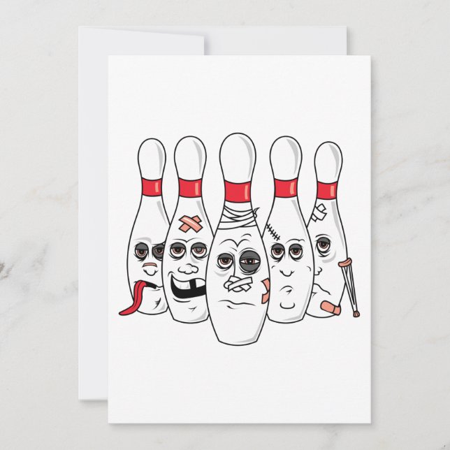 busted up injured bowling pins cartoon (Front)