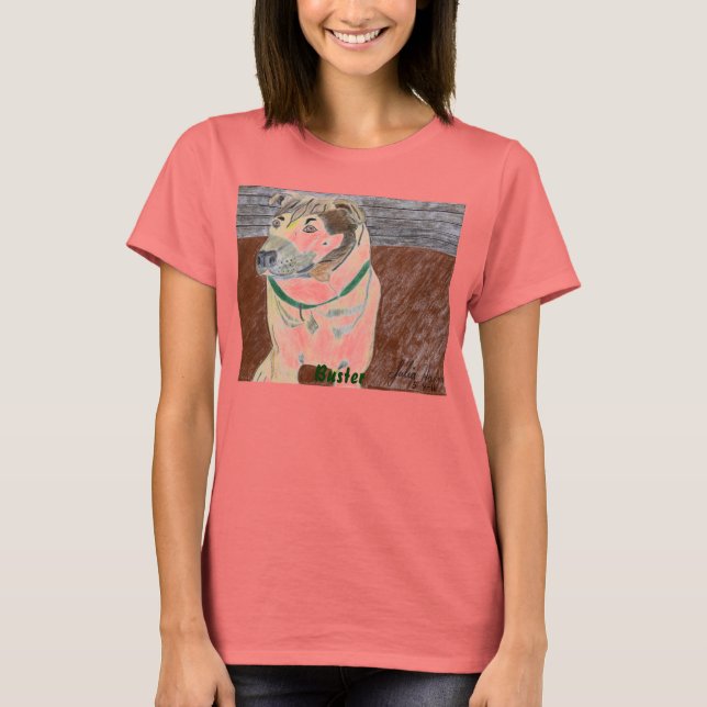 Buster On The Deck T-Shirt by Julia Hanna (Front)