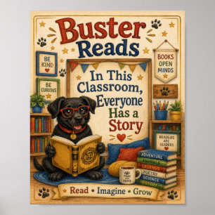 Buster Reads Classroom Poster