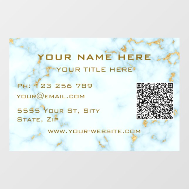 Bustiness QR Code Window Cling Gold White Marble (Sheet)