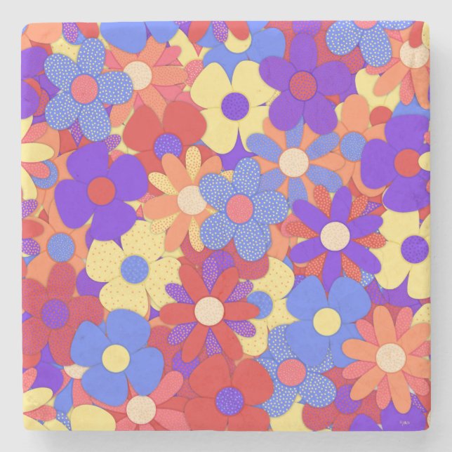Bustling Bouquet Stone Coaster (Front)