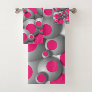 Bustling Bubbles Hot Pink Bath Towel Set