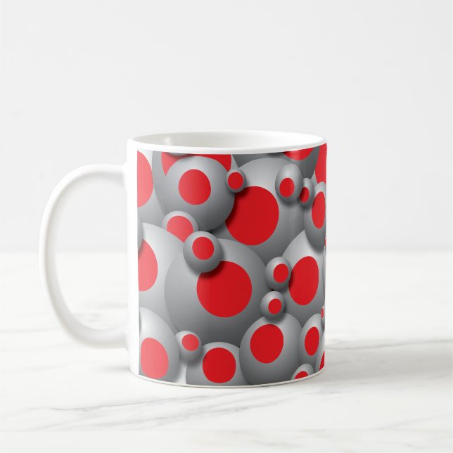 Bustling Bubbles Red Coffee Mug (Left)
