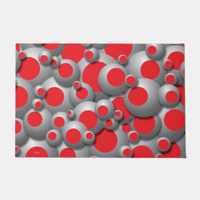 Bustling Bubbles Red Doormat (Front)