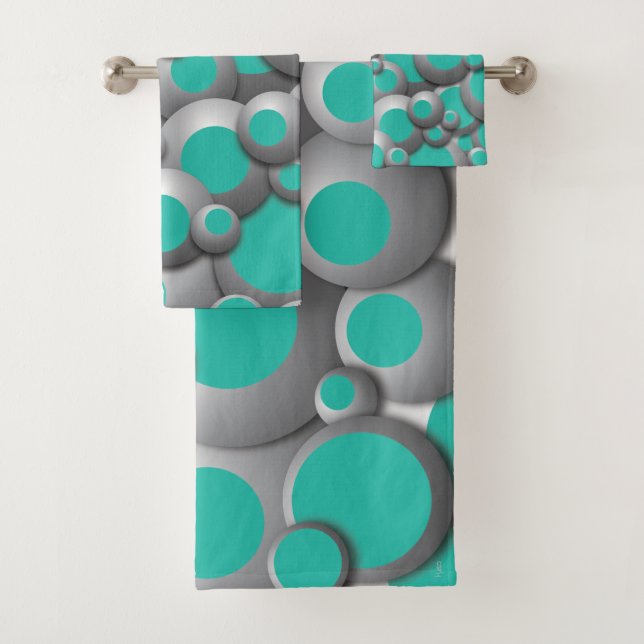 Bustling Bubbles Teal Bath Towel Set (Insitu)