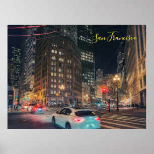 Bustling San Francisco Cityscape Nighttime Poster