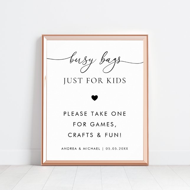 Busy Bags for Kids Heart Script Wedding Sign (Creator Uploaded)