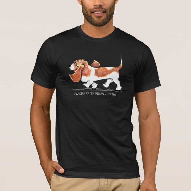 Busy Basset Hound T-Shirt (Front)