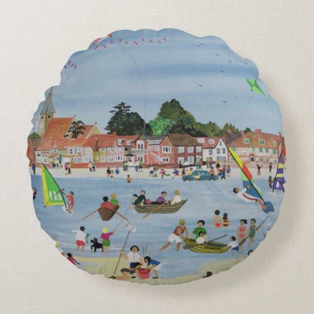 Busy Beach Round Cushion (Front)