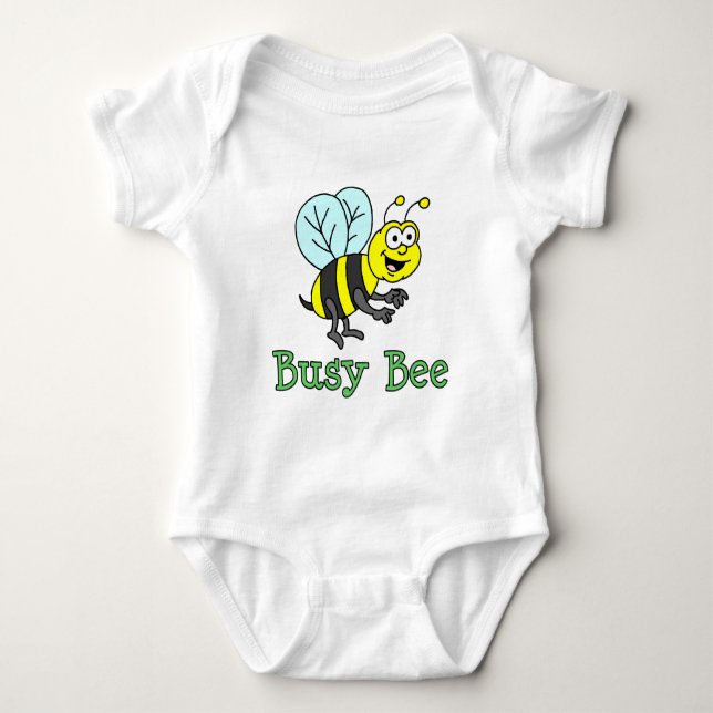 Busy Bee Cartoon Baby Bodysuit (Front)