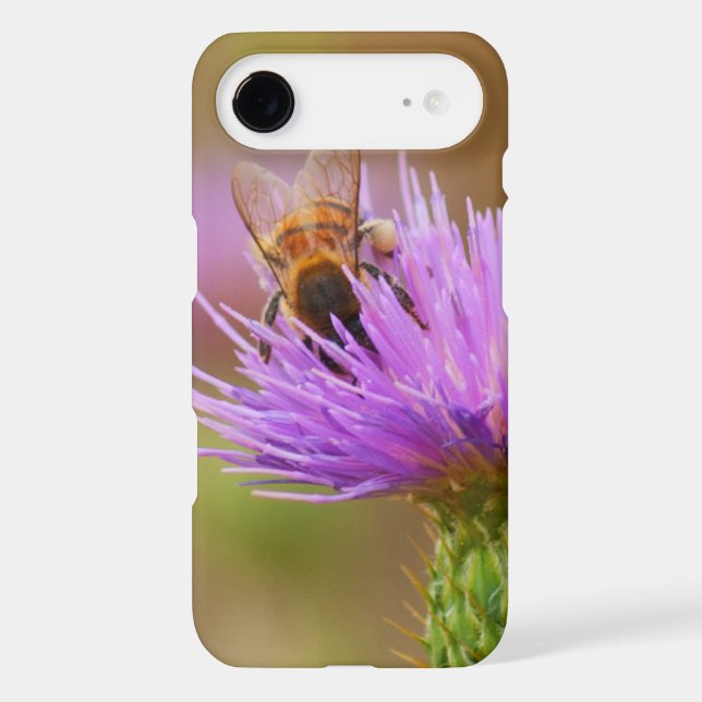 Busy Bee In Purple Thistle Close Up Photograph (Back)