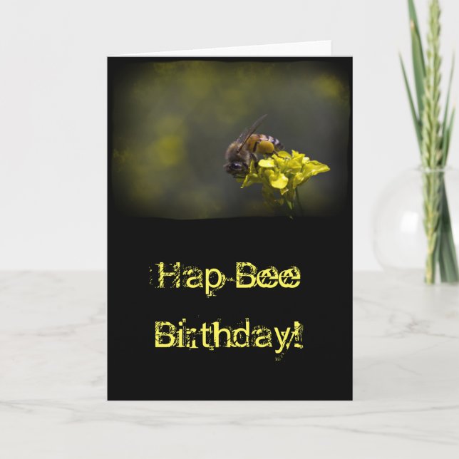 Busy Bee on Black Birthday Card (Front)