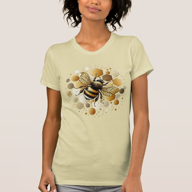 Busy Bee on Honeycomb: Hexagons and Circles T-Shirt (Front)