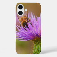 Busy Bee on Purple Thistle Flower Photograph