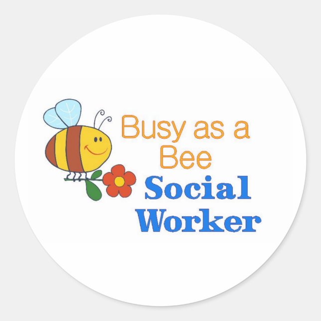 Busy Bee Social Worker Classic Round Sticker (Front)