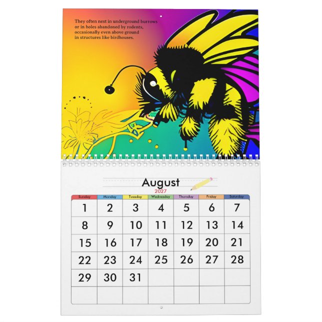 Busy-Bee Table Calendar (Aug 2027)