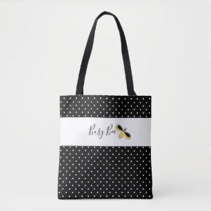 Busy Bee, Tiny White Dots Shoulder Tote Bag
