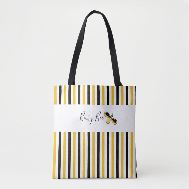 Busy Bee Vertical Stripes Shoulder Tote (Front)