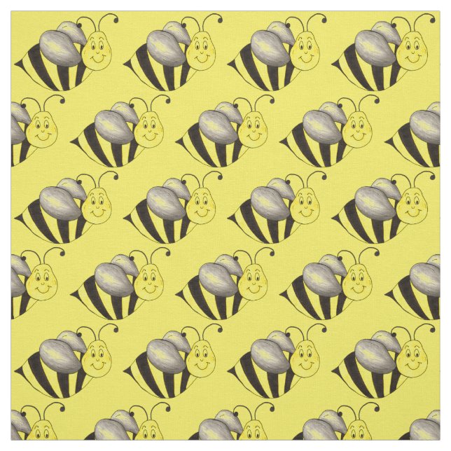 Busy Bee Yellow Black Bumblebee Honey Bees Insect Fabric (Swatch)