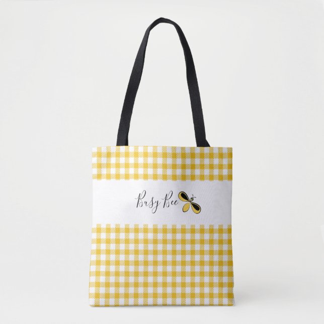 Busy Bee, Yellow Gingham Shoulder Tote (Front)