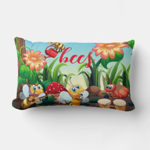 Busy Bees at Work in the Garden Lumbar Cushion