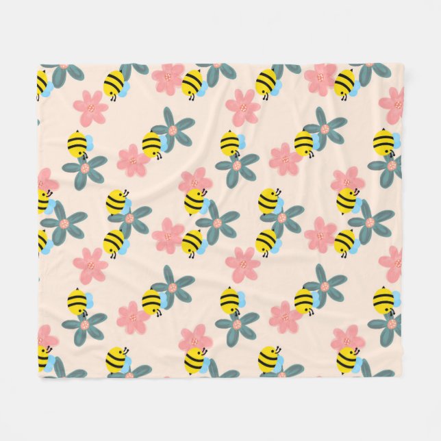 Busy Bees Fleece Blanket (Front (Horizontal))