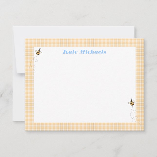 Busy Bees Personalised Stationery Note Card (Front)