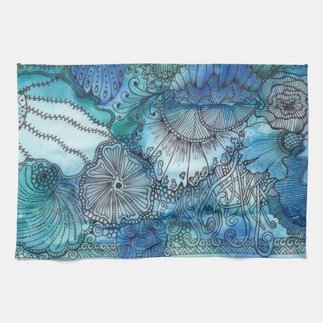 Busy Blue Kitchen Towel (Horizontal)