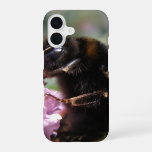 Busy Bumblebee and Pink Flowers iPhone 16 Case