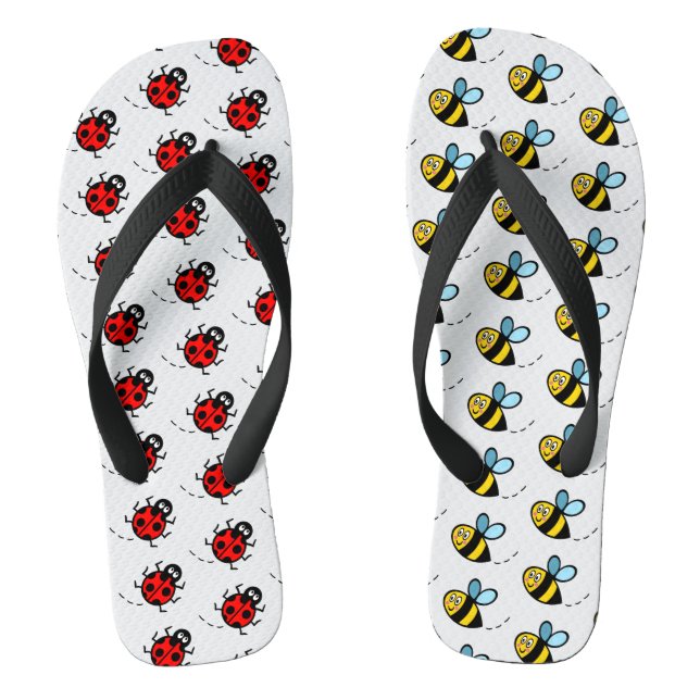 Busy Bumblebee & Ladybird Pattern Jandals (Footbed)