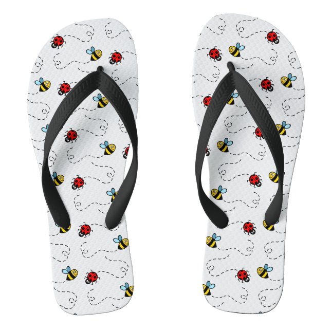 Busy Bumblebee & Ladybird Pattern Jandals (Footbed)