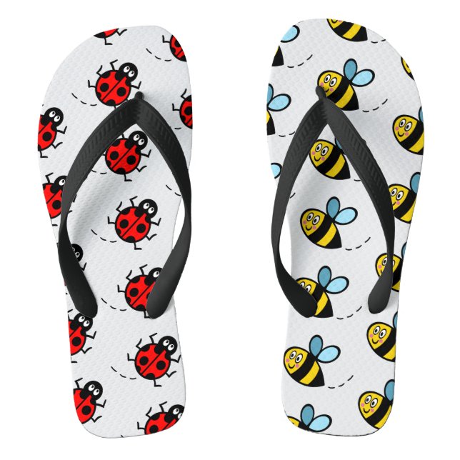 Busy Bumblebee & Ladybird Pattern Jandals (Footbed)
