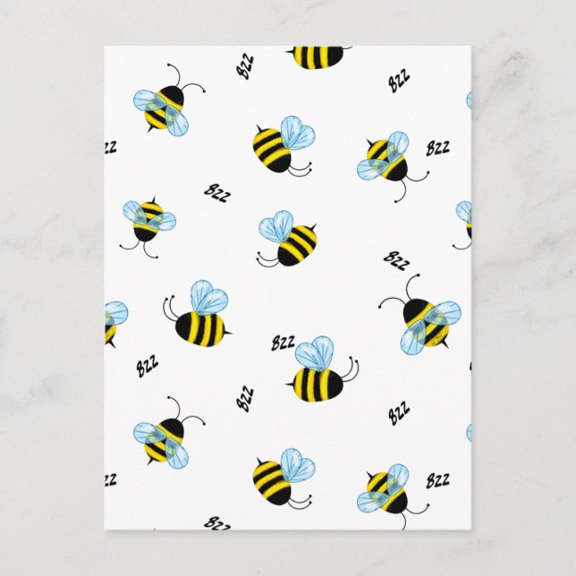 Busy Buzzing Bumble Bees Honeybees Postcard (Front)