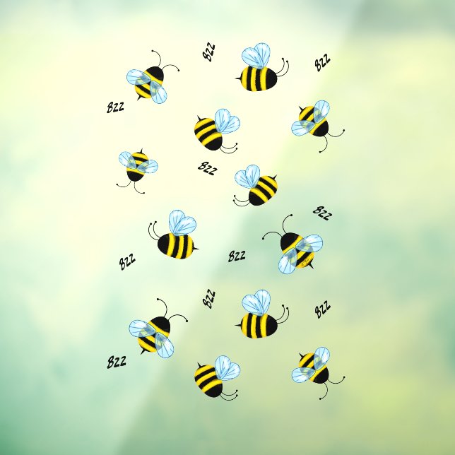 Busy Buzzing Bumble Bees Honeybees Window Decal (Sheet 3)