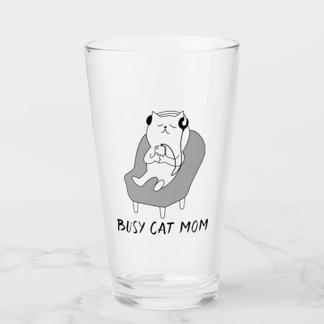 Busy Cat Mum   Glass (Front)