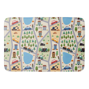 Busy City Roads Kids' Bath Mat