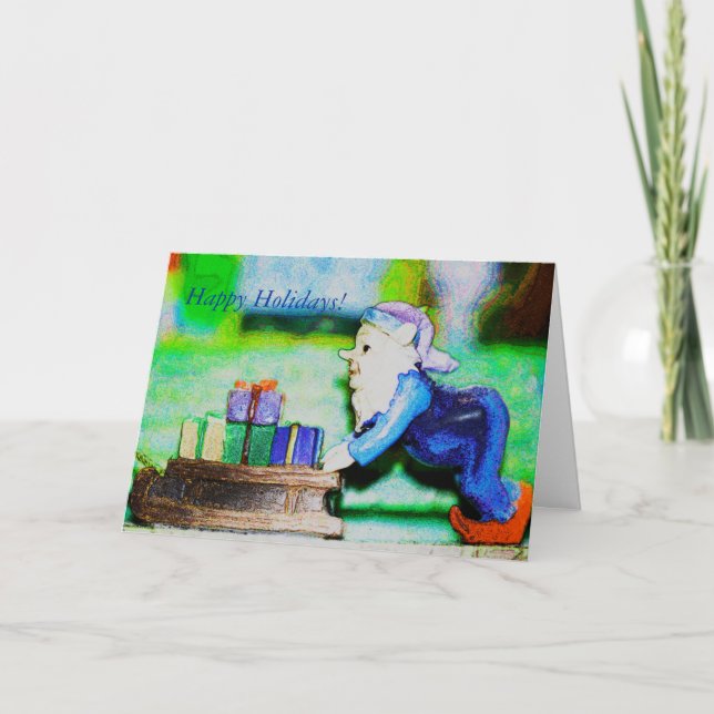 Busy Elf by Shirley Taylor Holiday Card (Front)