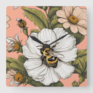 Busy gathering Pollen Square Wall Clock