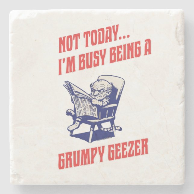 Busy Grumpy Geezer Stone Coaster (Front)