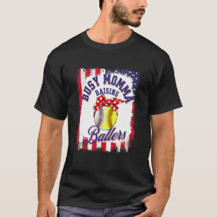 Busy Momma Raising Ballers Softball Mum T-Shirt