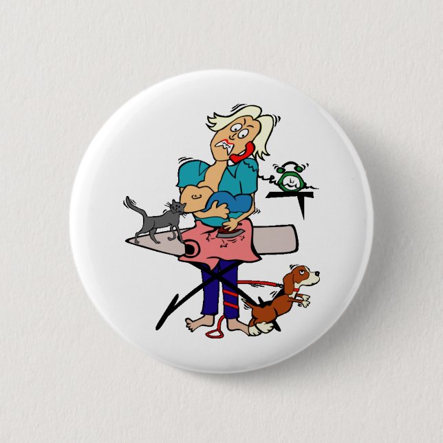 Busy Mum 6 Cm Round Badge (Front)