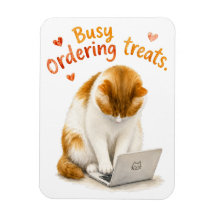 Busy Ordering Treats Funny Orange Cat on Laptop