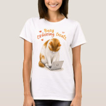 Busy Ordering Treats Funny Orange Cat on Laptop
