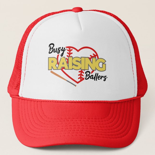 Busy Raising Ballers Baseball Mum Trucker Hat (Front)