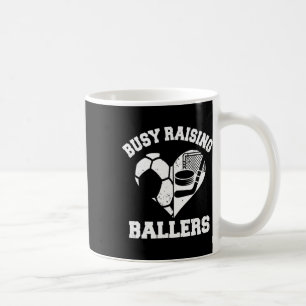 Busy Raising Byllers Soccer Hockey Heart Mom Game Coffee Mug