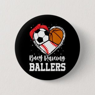 Busy Raising Llers Funny Sell Soccer Sketll Mom  6 Cm Round Badge