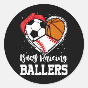 Busy Raising Llers Funny Sell Soccer Sketll Mom  Classic Round Sticker